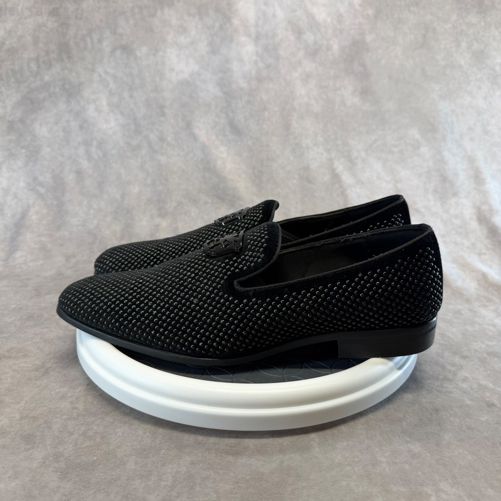 Stacy Adams Loafers Mens 10.5 Black Studded Crest Slip On 25228-001